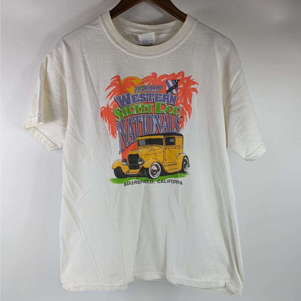 Vintage 1999 Mens L Drag Racing T-Shirt POOR Western Street Rod Nationals NSRA